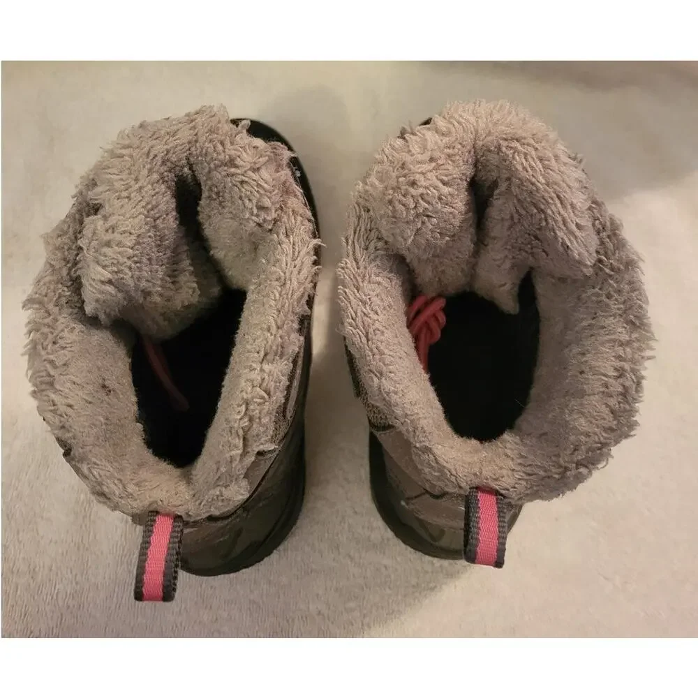 Columbia Bugaboot IV Gray Lined Winter Snow Hiking Boots Pink Lace Kids Size 2